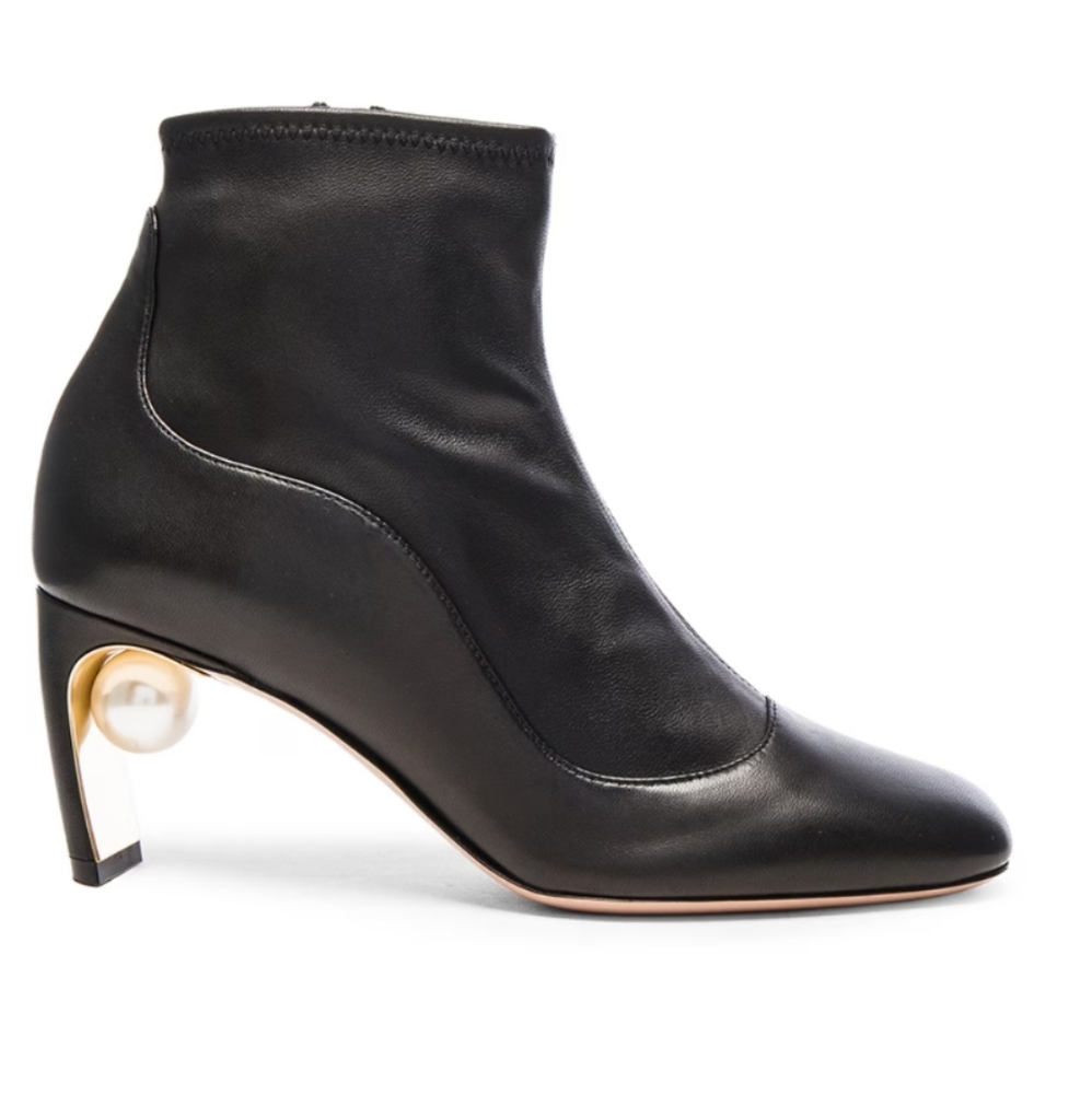NICHOLAS KIRKWOOD Black Ankle Boots with Faux Pearl Accent
